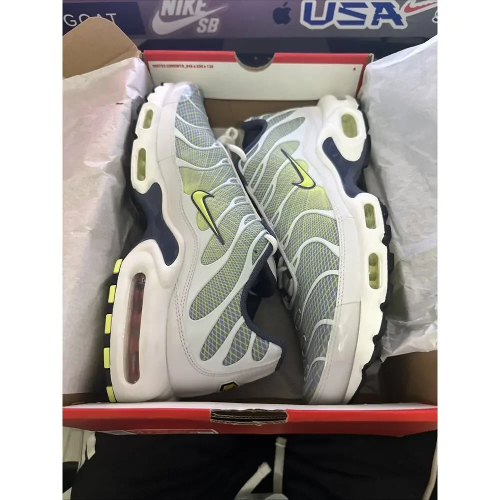 Men's Size 13 Nike Air Max Plus Pebble Grey Lime HV6227-001